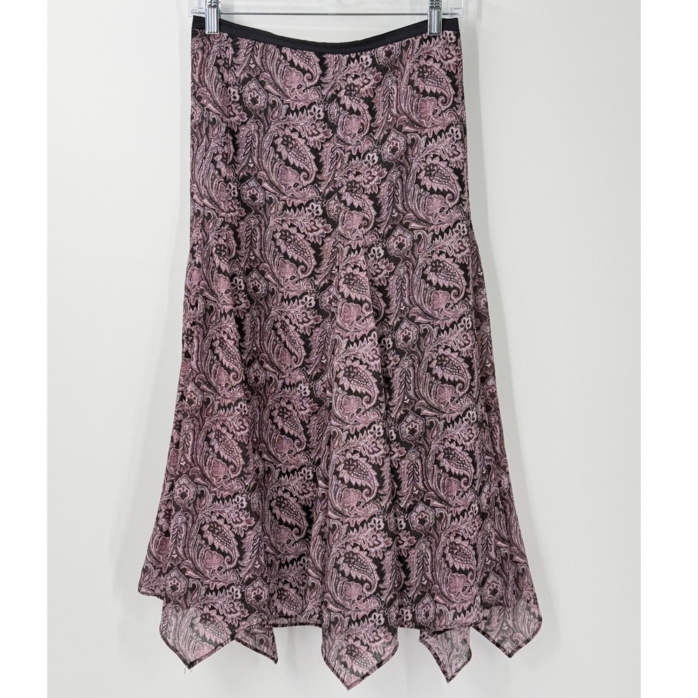 Vtg Y2K Paisley Handkerchief Hem Skirt Womens 16 Fairycore Whimsigoth Pink